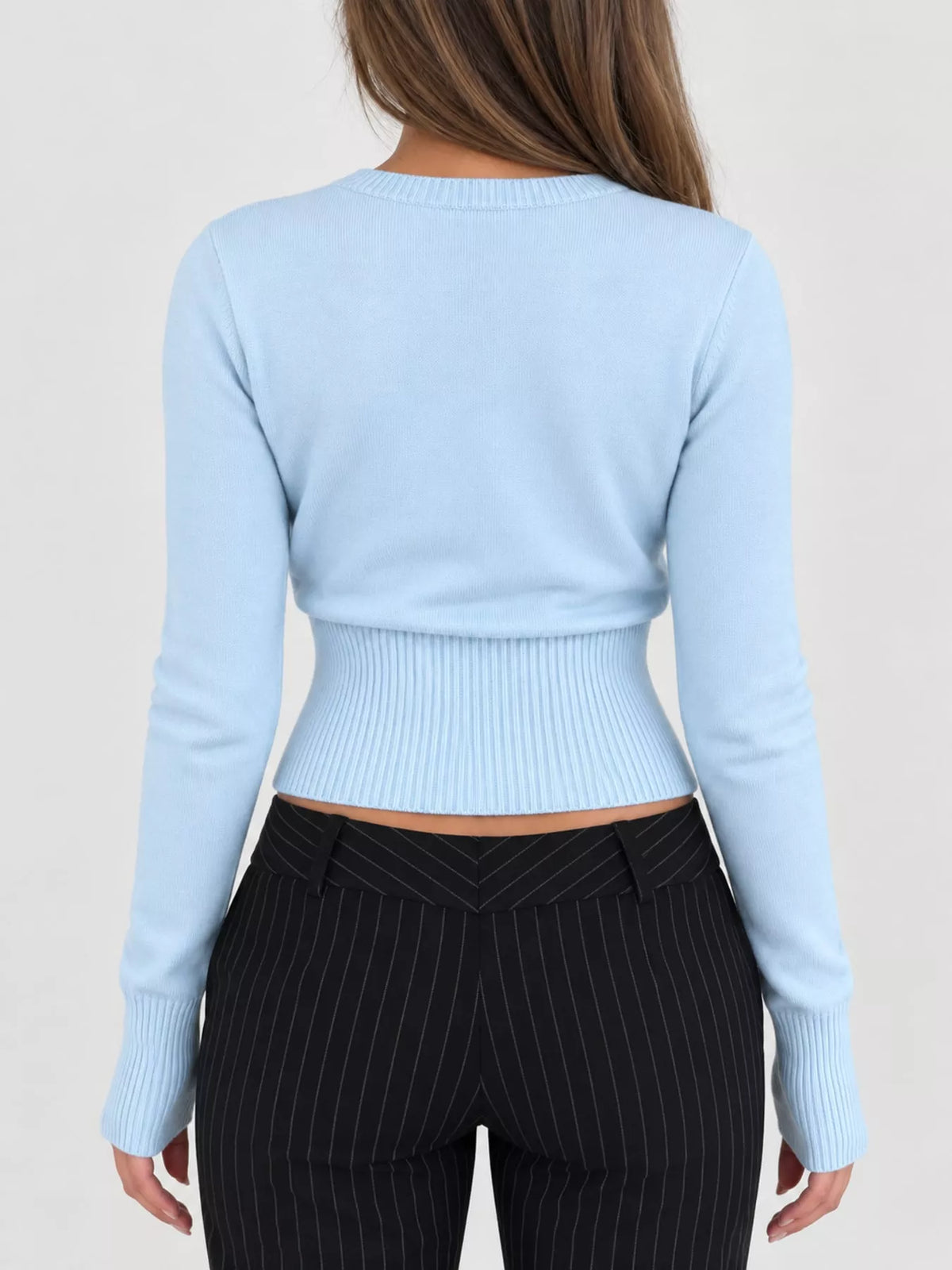 Slim-Fit Ribbed Knit Button-Down Cardigan