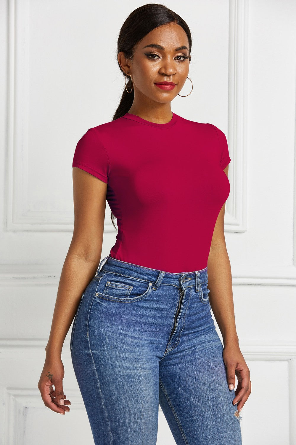 Short-sleeve crew bodysuit