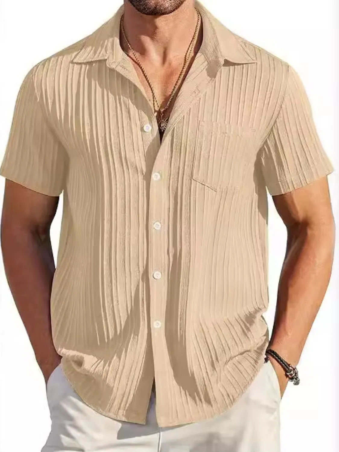 Short-sleeve button shirt – khaki