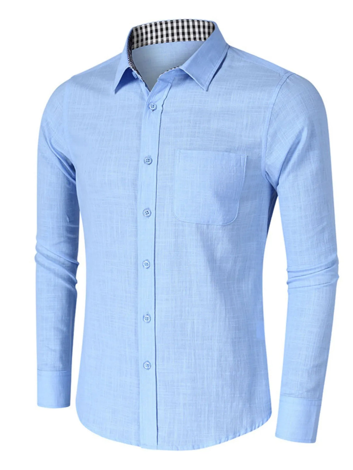 Button-down shirt with gingham contrast