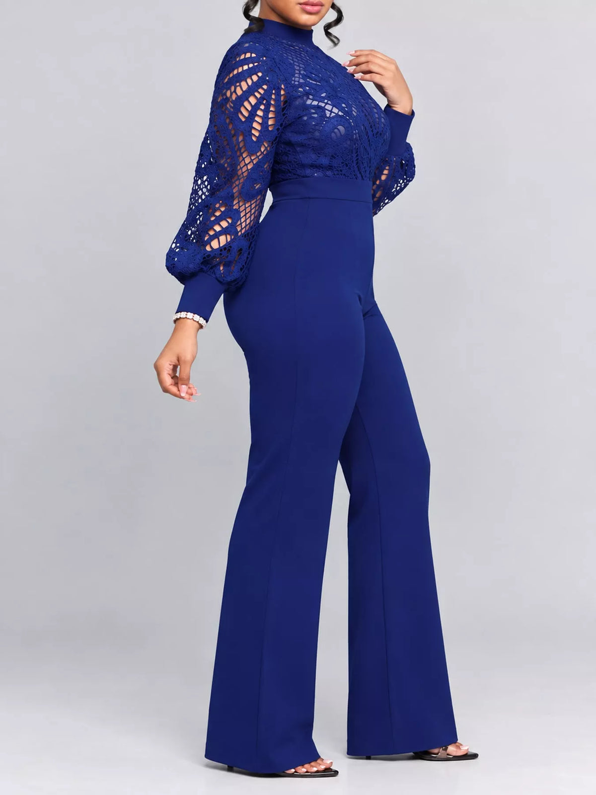 Lace lantern-sleeve jumpsuit
