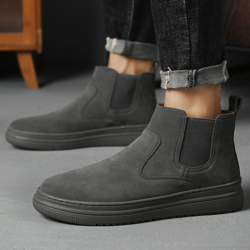 Thick sole Chelsea boots, Gray, on foot