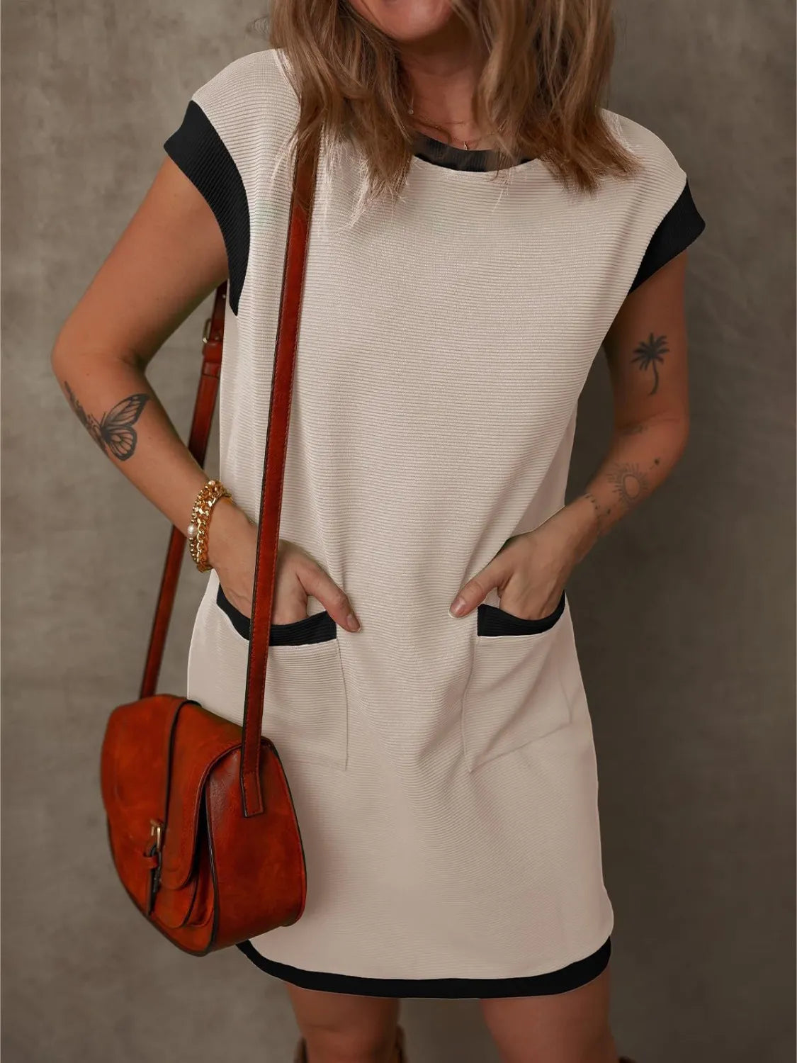 Cap-sleeve mini dress