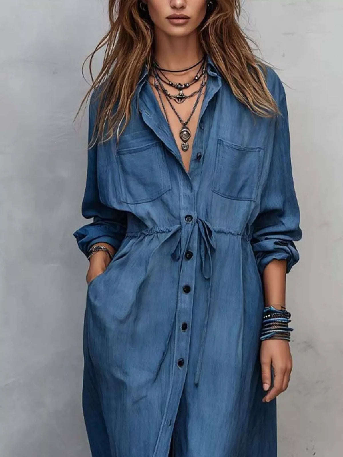 Long-sleeve shirt dress