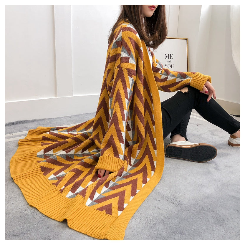 Geometric knit cardigan