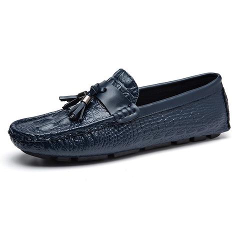 Croc-embossed leather loafers