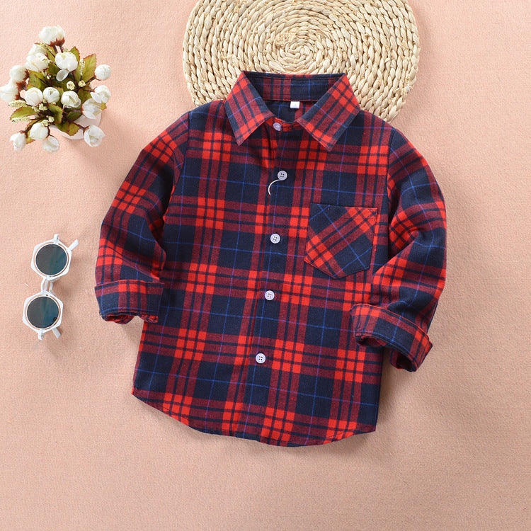 Boys' check flannel shirt