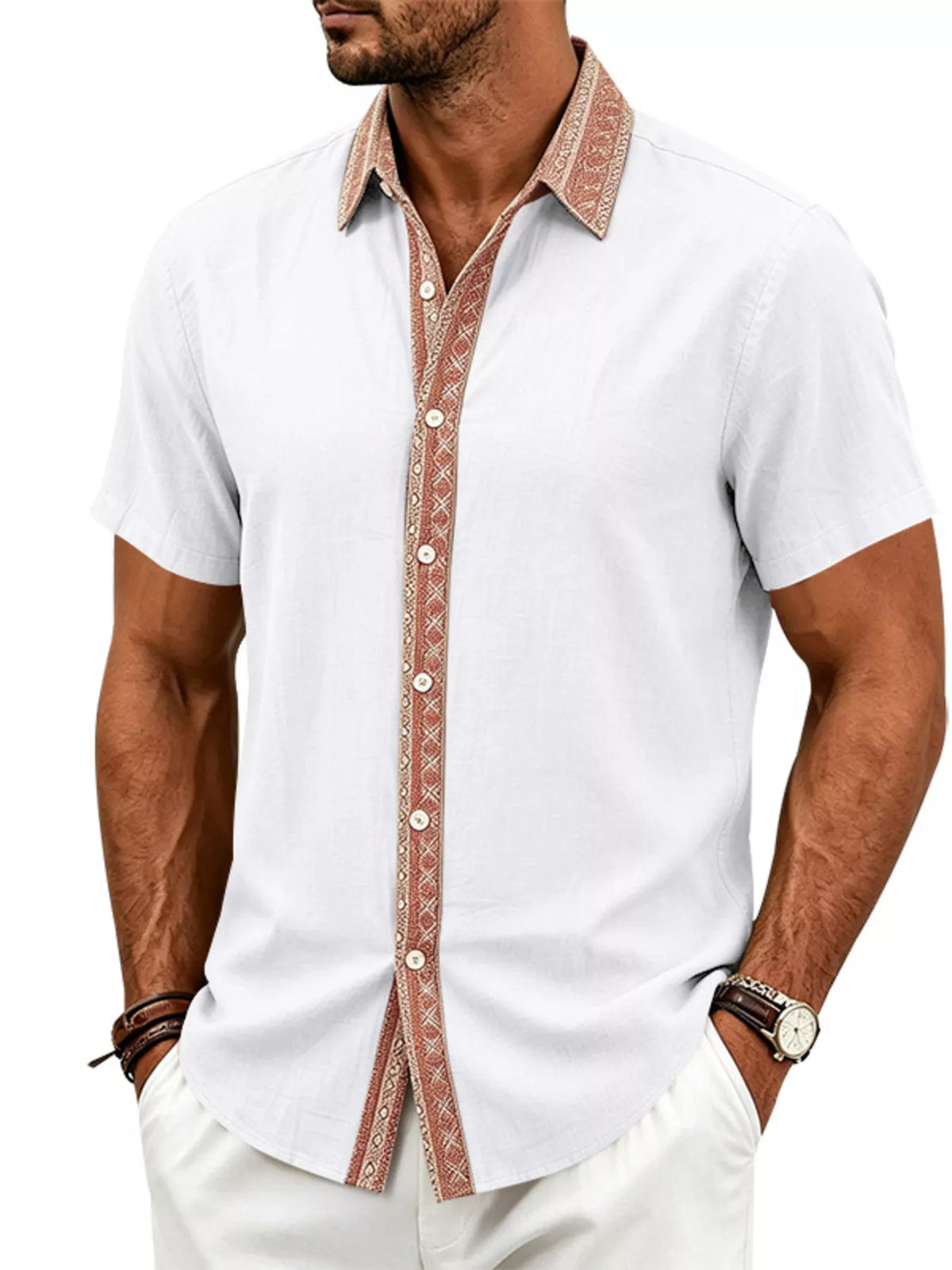 Short-sleeve linen shirt – white