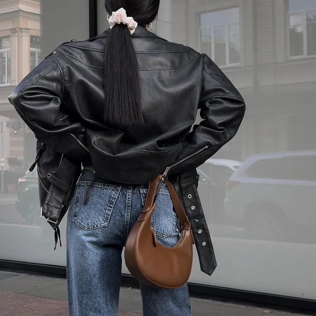 Crossover-waist wide jeans