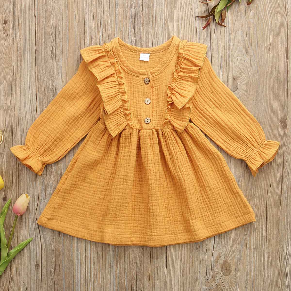 Girls' muslin ruffle dress