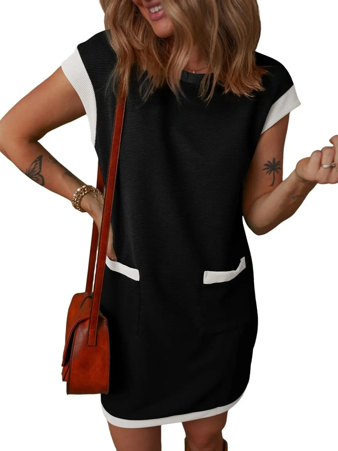 Cap-sleeve mini dress