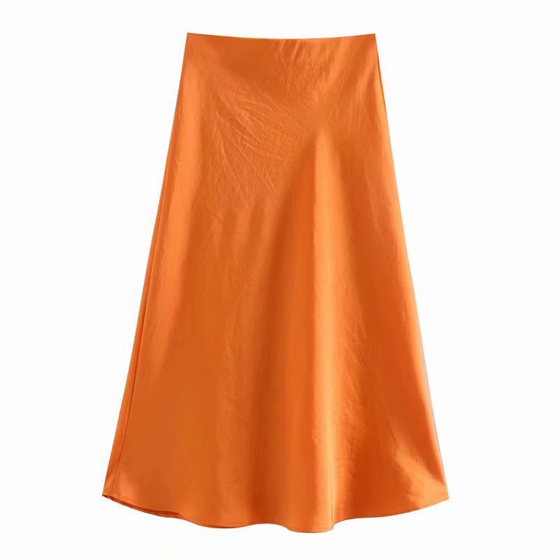 Satin midi skirt
