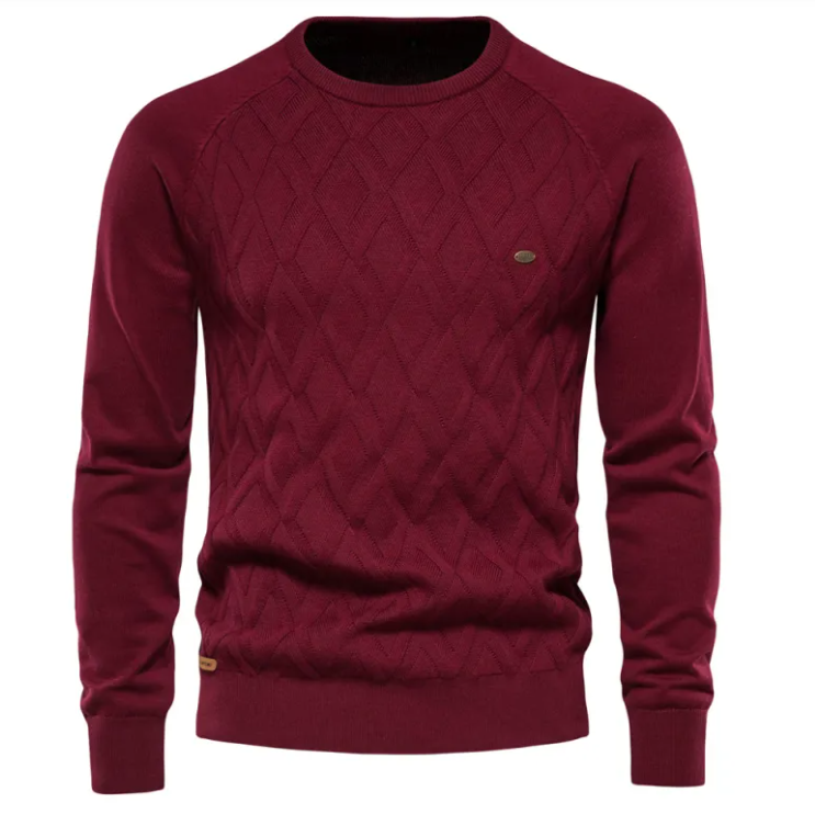 Diamond-knit crew sweater