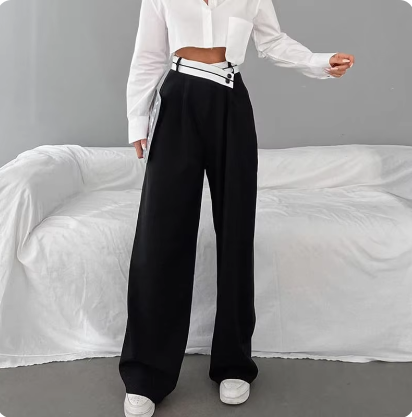 Black wide-leg trousers