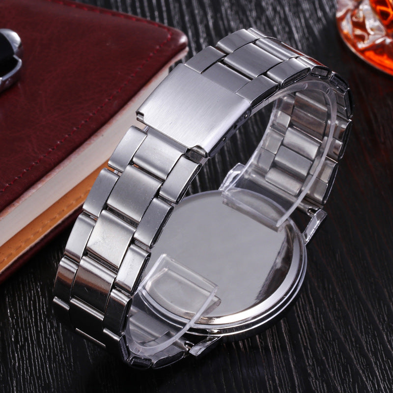 Slim steel-band watch