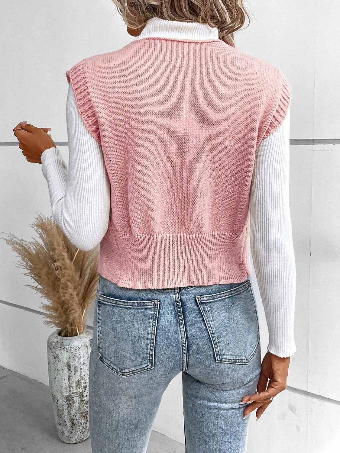 Button up V-neck sweater vest