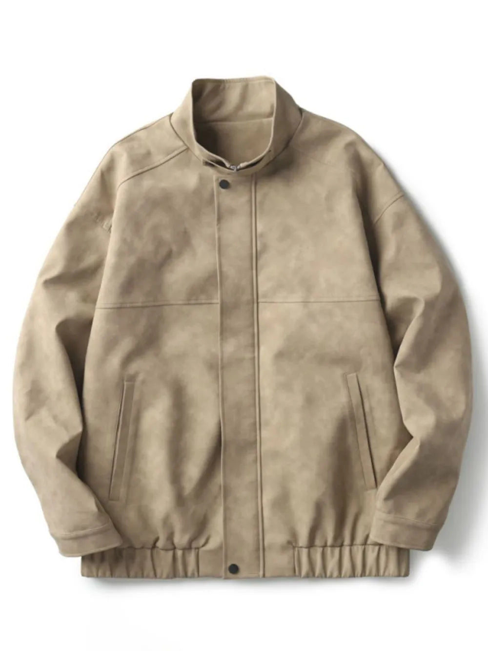 Stand collar biker jacket, Khaki