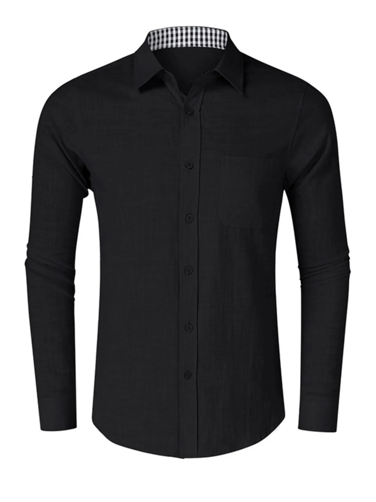 Button-down shirt with gingham contrast
