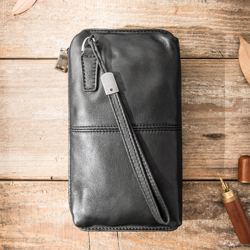 Leather zip travel wallet