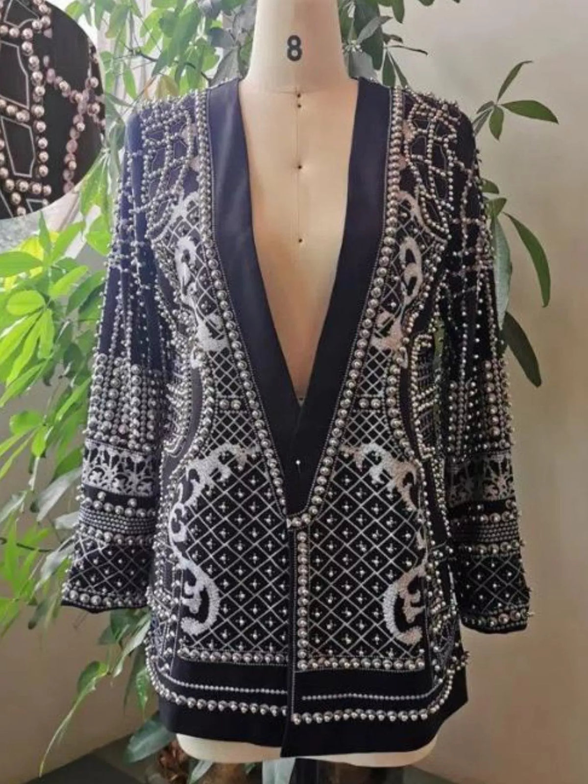 Pearl-button blazer