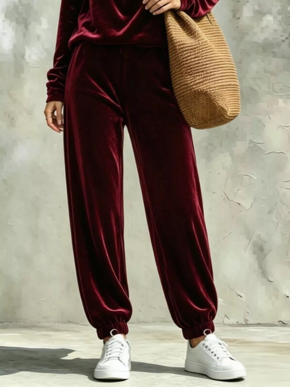 Velvet cowl-neck set