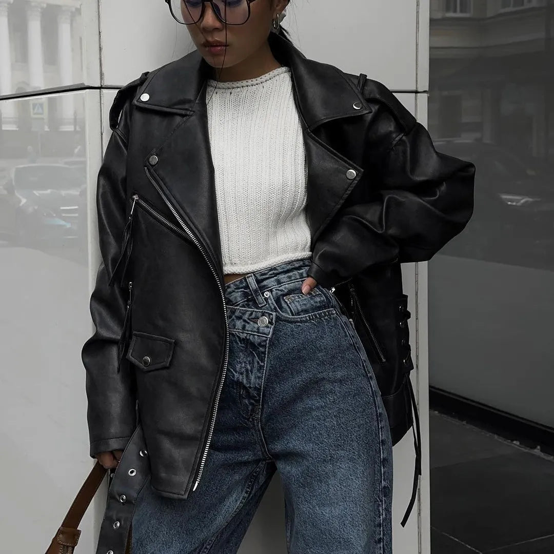 Crossover-waist wide jeans