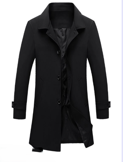 Button front mac coat, Black, flat