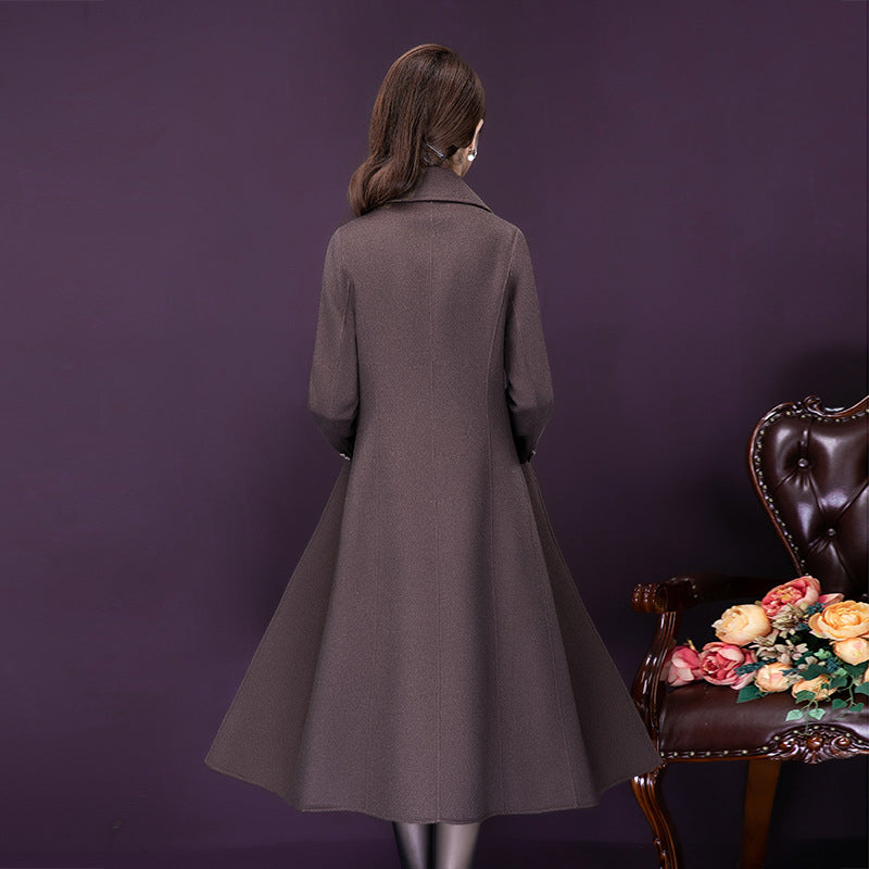 Fitted wool blend long coat