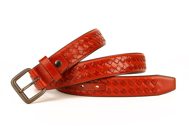 Woven leather belt