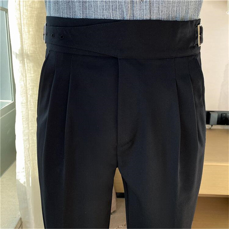 High-waist pleated trousers