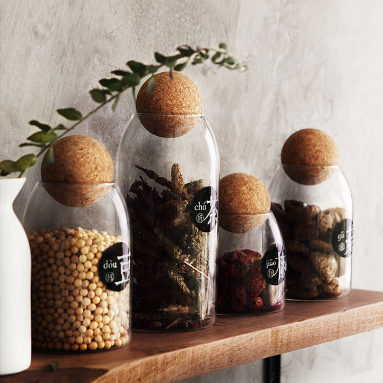 Cork-top glass jars