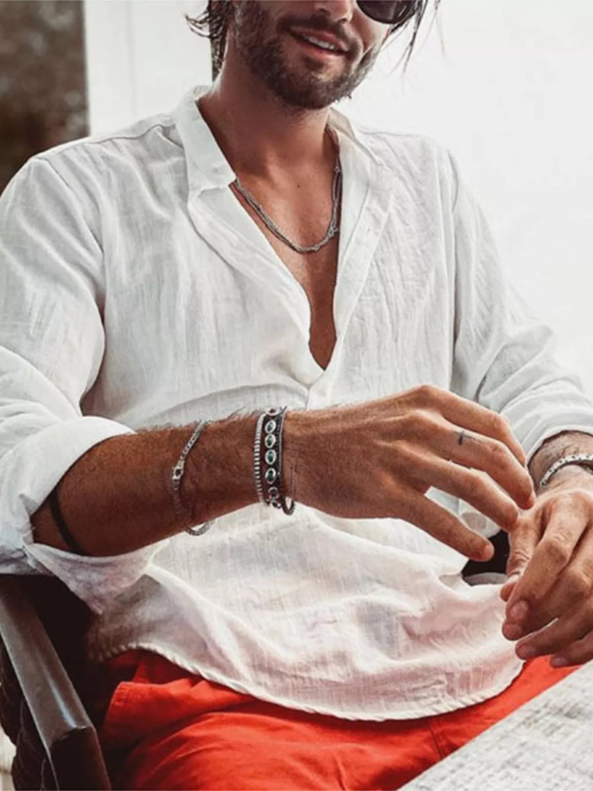 Button detail long sleeve shirt