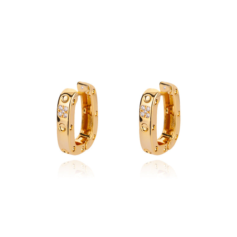 Pavé gold hoop earrings