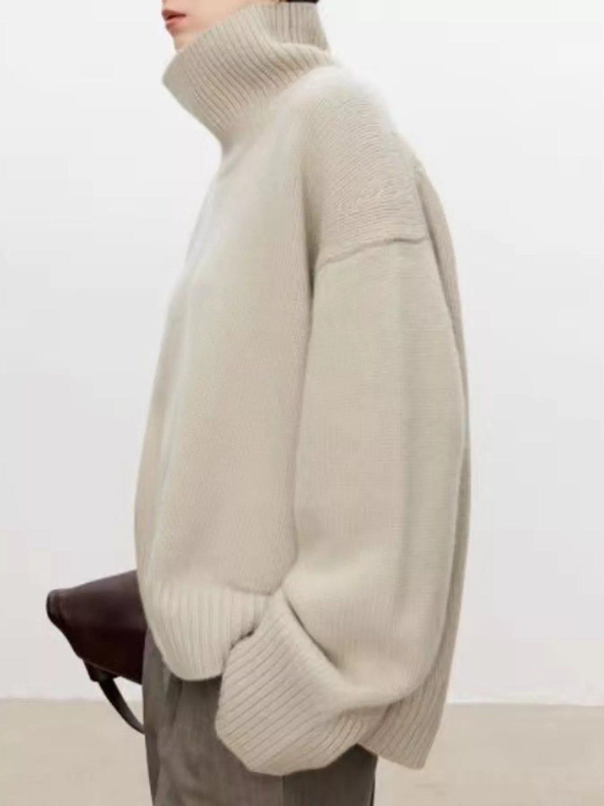 Oversized Turtleneck Wool Sweater