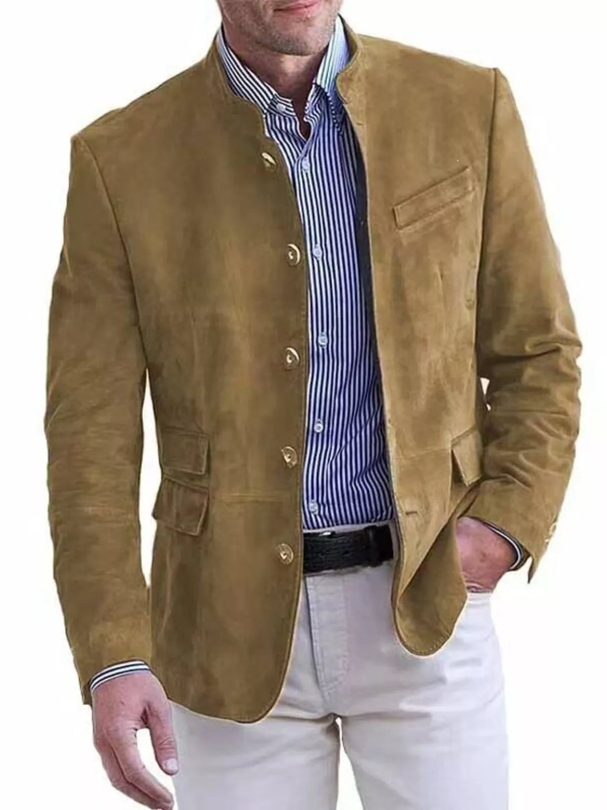 Button up long sleeve blazer, Khaki