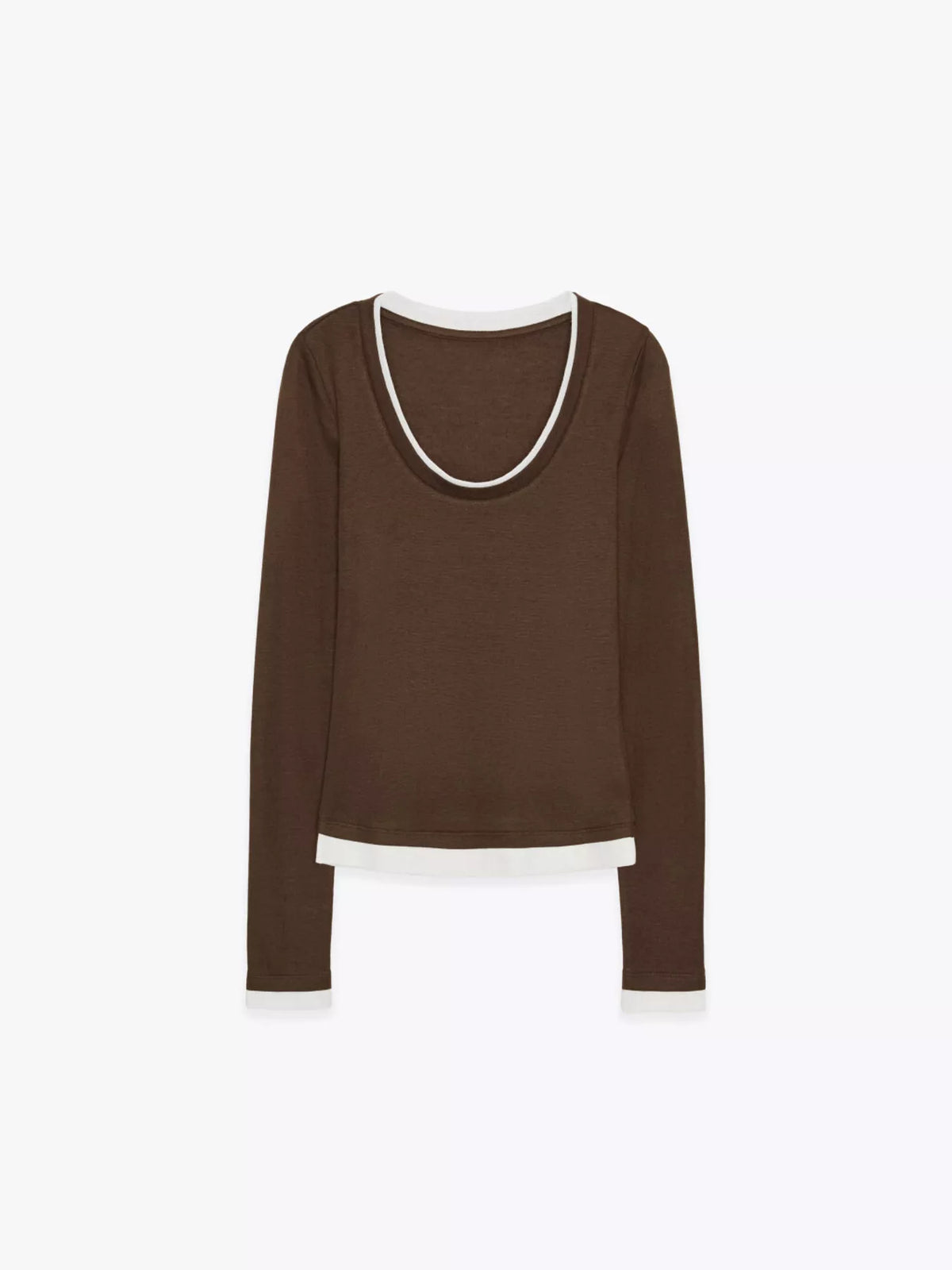 Layered look long-sleeve slim-fit T-shirt