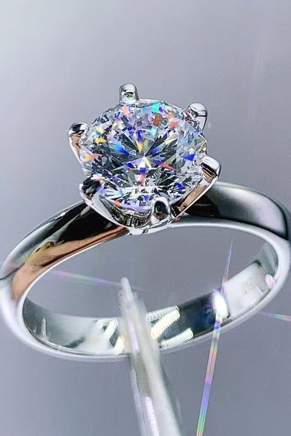 3 ct six-prong moissanite ring