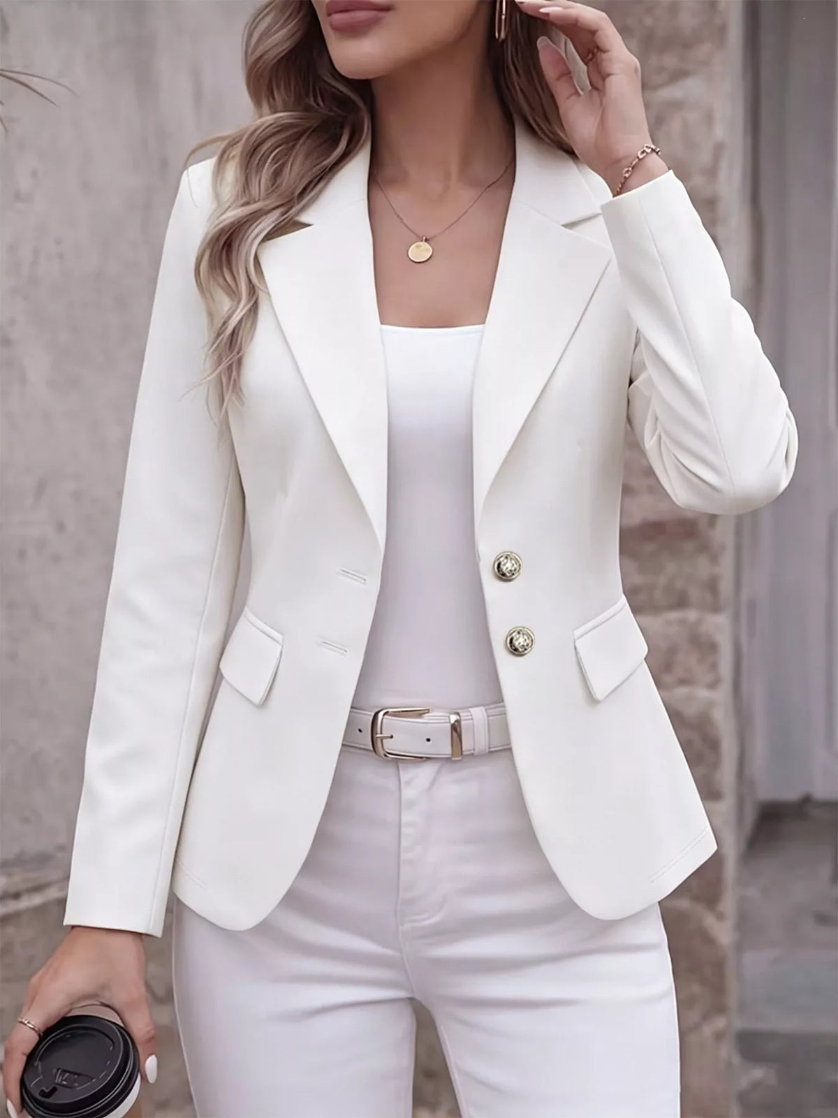 Classic lapel blazer – white