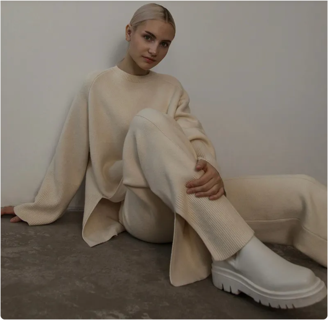 Ribbed knit lounge set
