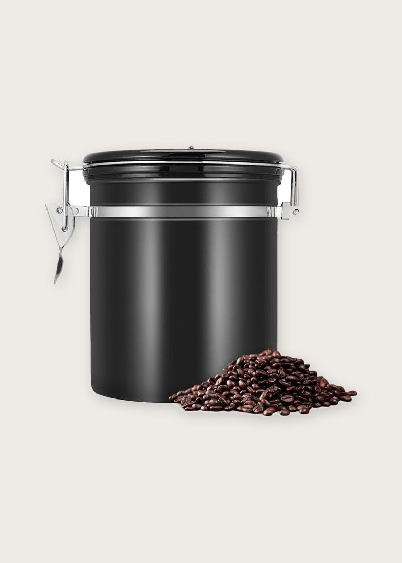 Airtight coffee canister (1.5 L), Black, front