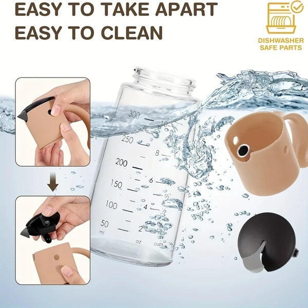 Oil & Vinegar Dispenser Condiment Dispensing Kitchen Cruet For Barbecue,Cooking, Baking,Roasting,Grill Nude 10oz Non-Drip Spout Oil Dispenser Set