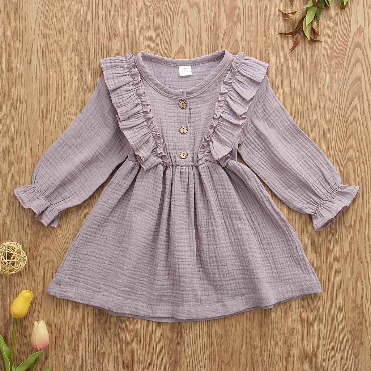 Girls' muslin ruffle dress