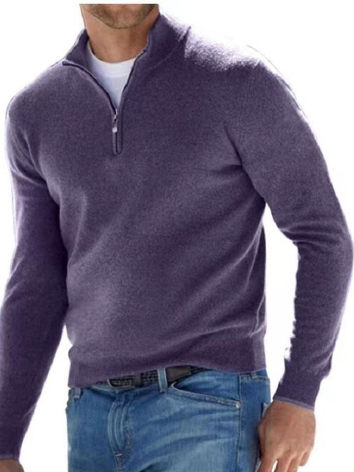 Quarter-zip sweater – dark purple