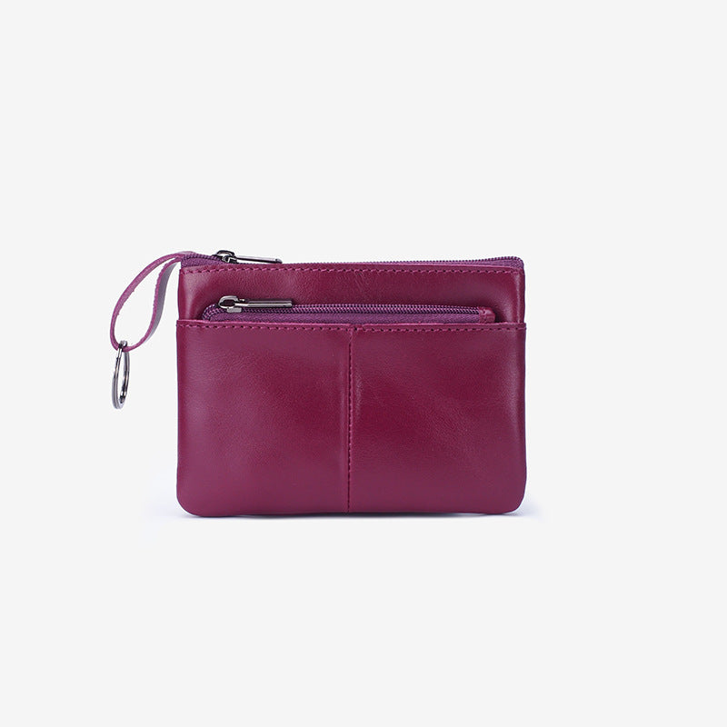 Leather zip coin pouch