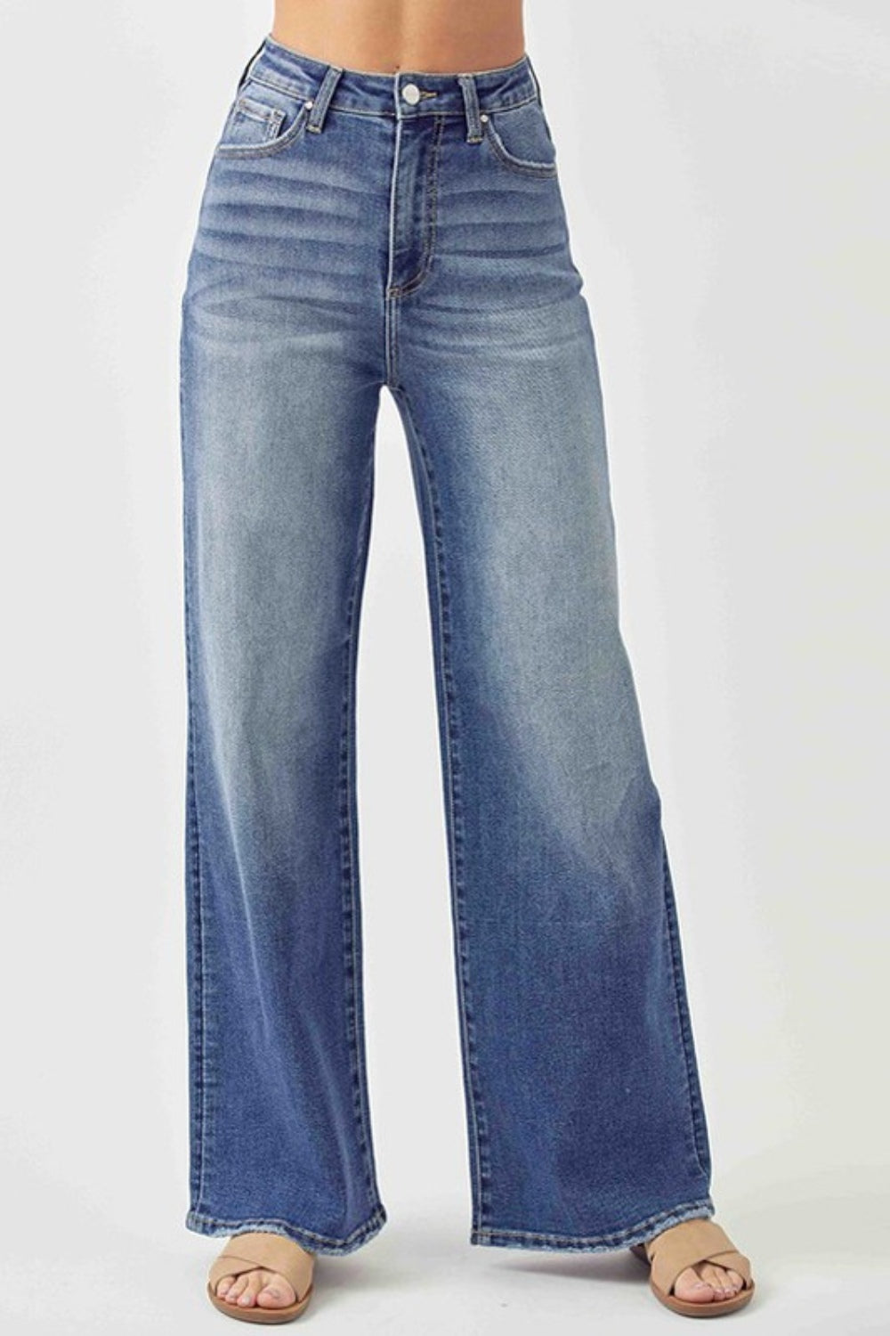 Risen Full Size High Rise Wide Leg Jeans