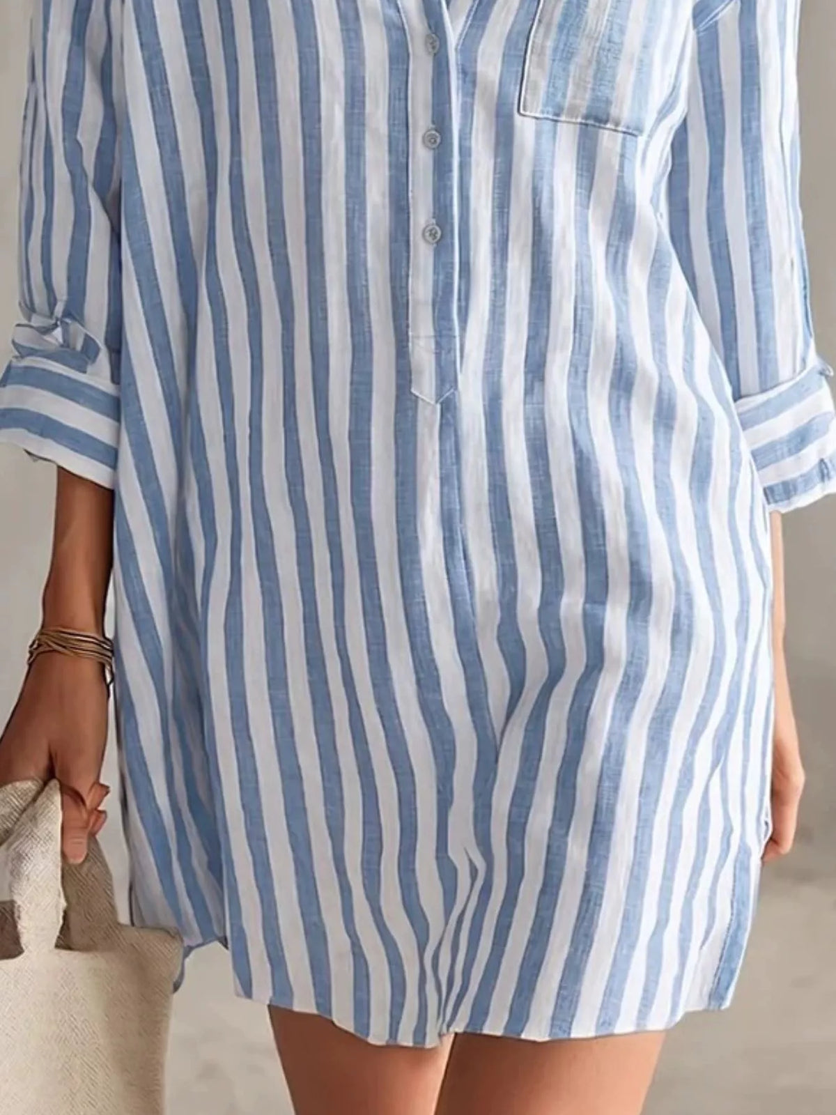 Striped mini shirt dress