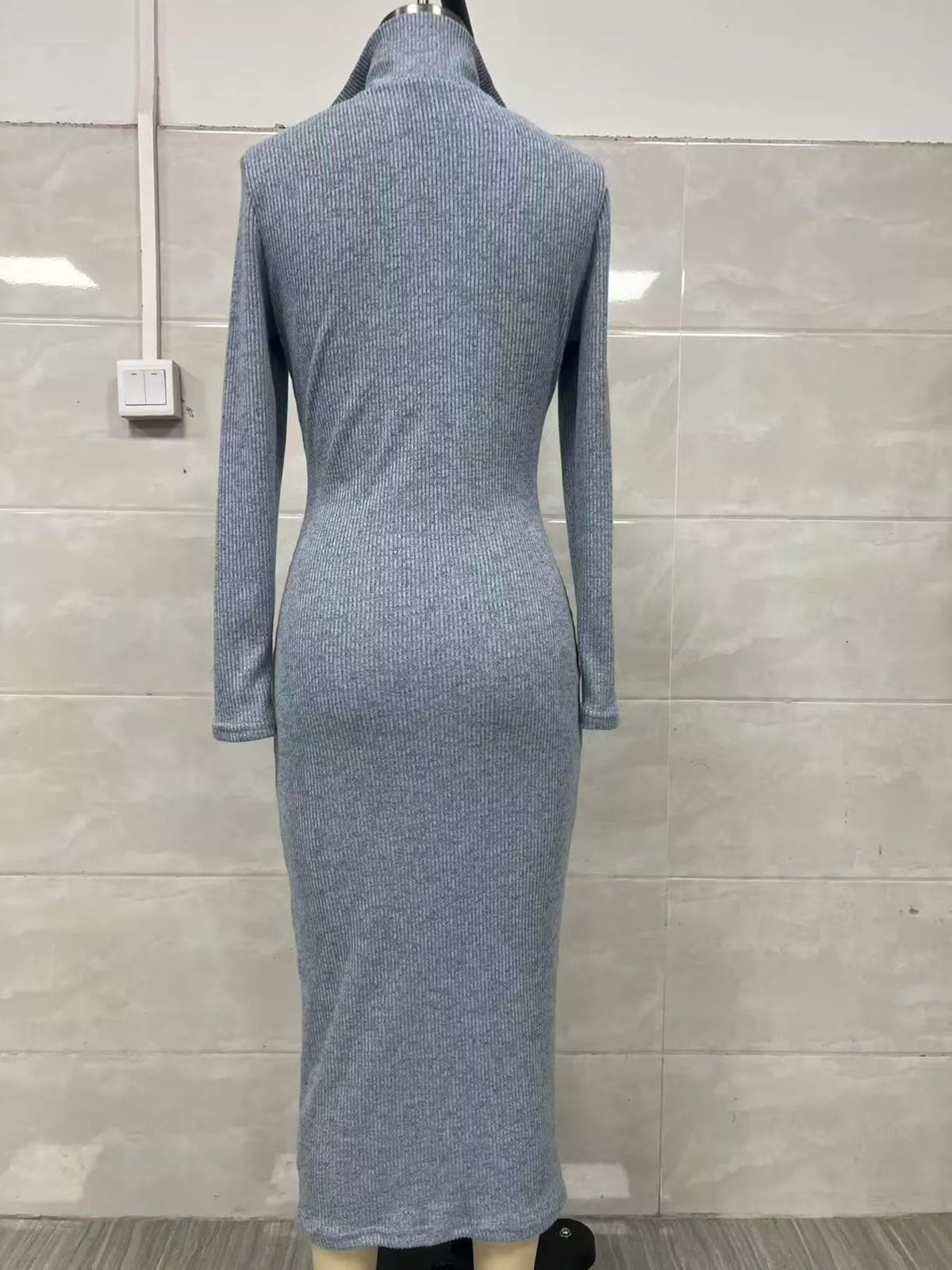 Ribbed V-neck sweater dress