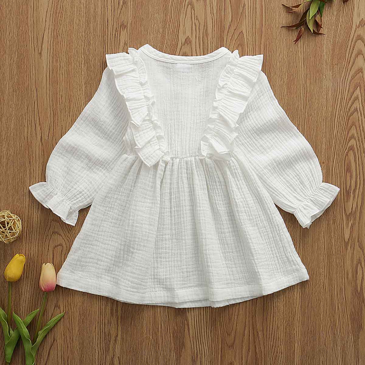 Girls' muslin ruffle dress