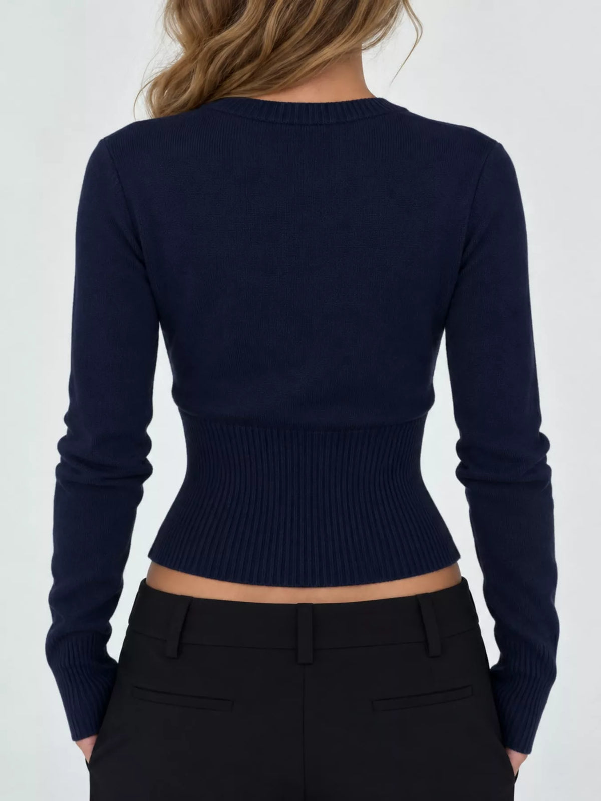 Slim-Fit Ribbed Knit Button-Down Cardigan