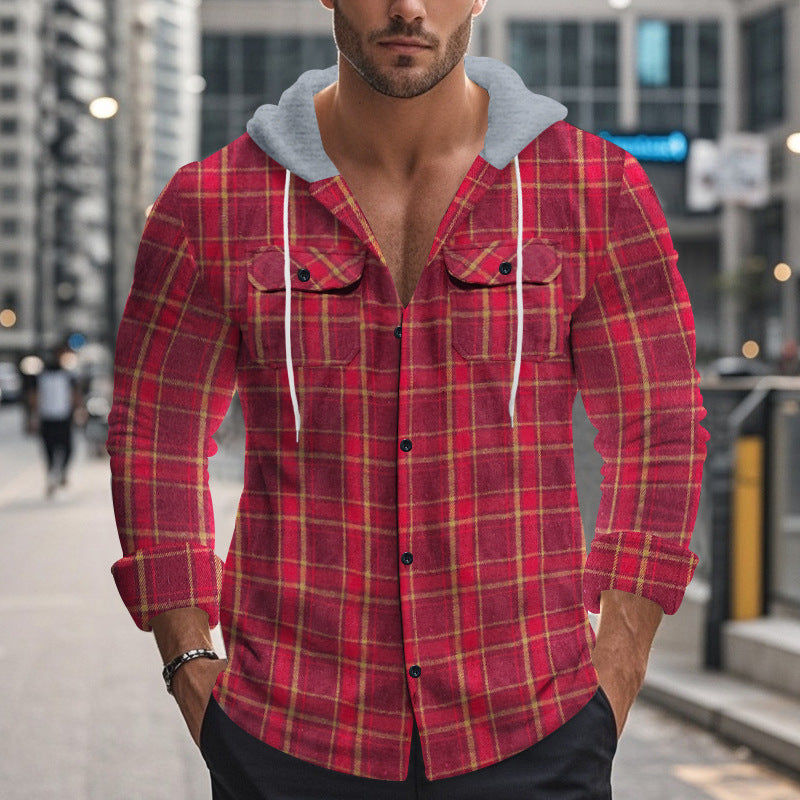 American Retro Autumn And Winter Men's Plaid Shirt